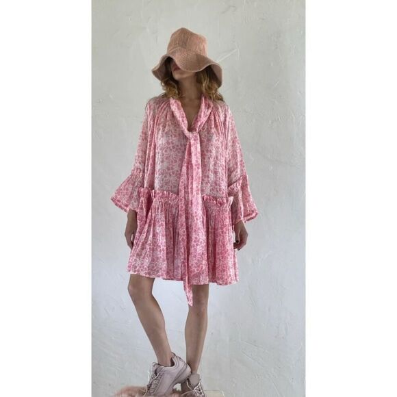 NWOT Yvonne S Linen ANGELICA MINI DRESS, Med $695 - Picture 3 of 11